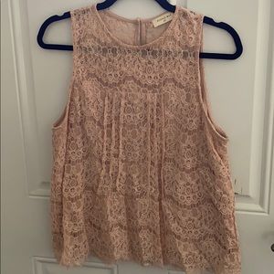 Blush lace dressy tank top